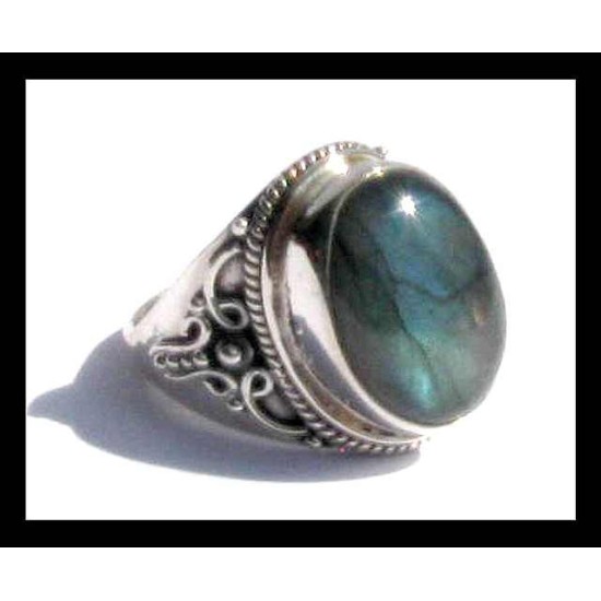 Indian silver jewellery - Indian Spectrolite Ring,Silver mens rings