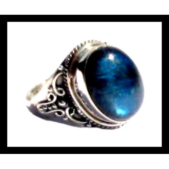 Bague indienne en argent et Labradorite - Bijoux indiens,Bagues hommes avec Pierre