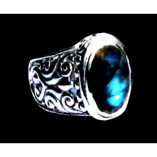 Bague indienne en argent et Labradorite - Bijoux indiens