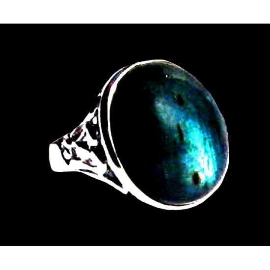 Bague indienne en argent et Labradorite - Bijoux indiens,Bagues hommes avec Pierre