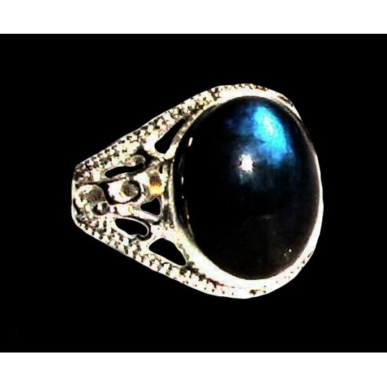 Bague indienne en argent et Labradorite - Bijoux indiens,Bagues hommes avec Pierre