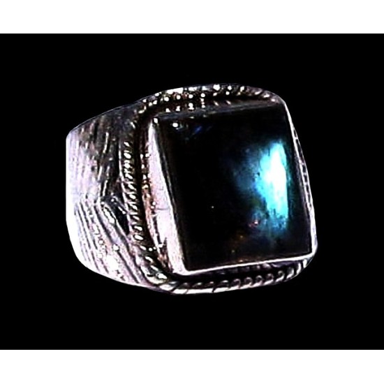 Bague indienne en argent et Labradorite - Bijoux indiens,Bagues hommes avec Pierre