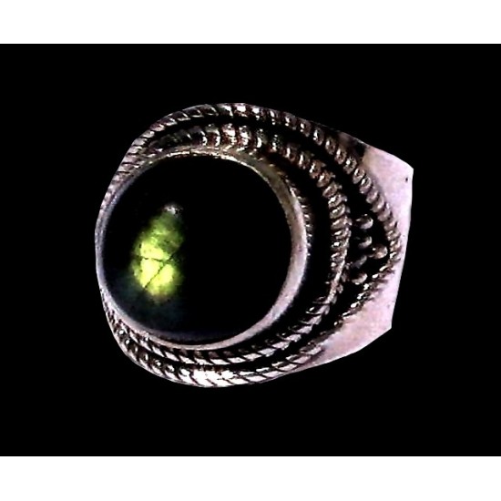 Bague indienne en argent et Labradorite - Bijoux indiens,Bagues hommes avec Pierre