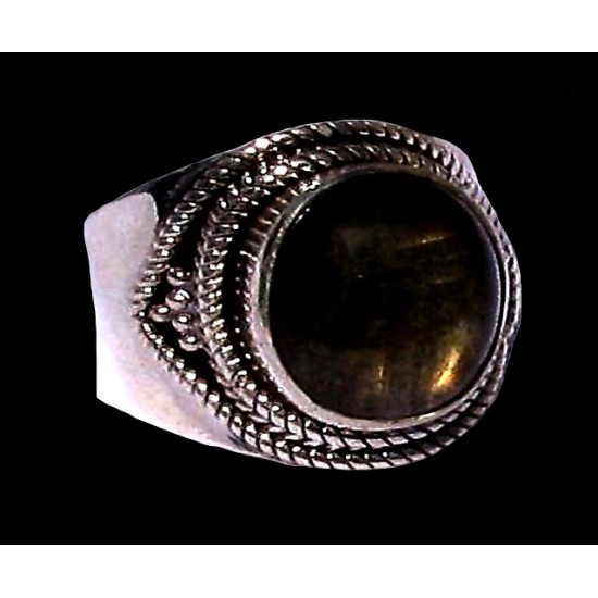 Bague indienne en argent et Labradorite - Bijoux indiens,Bagues hommes avec Pierre