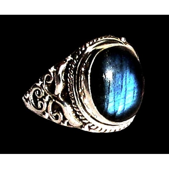 Bague indienne en argent et Labradorite - Bijoux indiens,Bagues indiennes