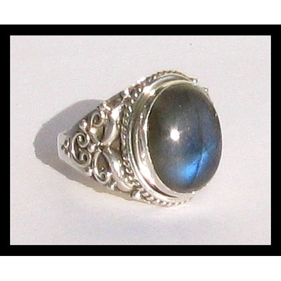 Bague indienne en argent et Labradorite - Bijoux indiens,Bagues indiennes