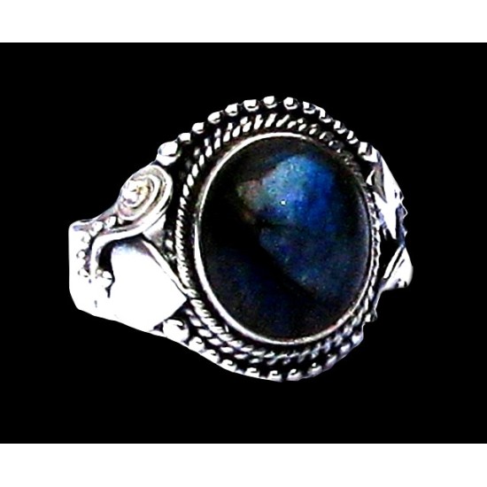 Bague indienne en argent et Labradorite - Bijoux indiens,Bagues indiennes