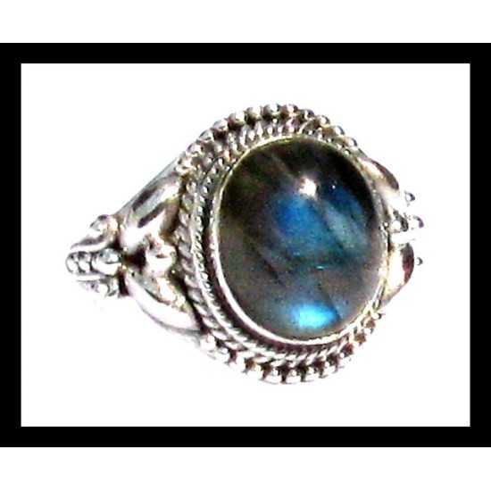 Bague indienne en argent et Labradorite - Bijoux indiens,Bagues indiennes