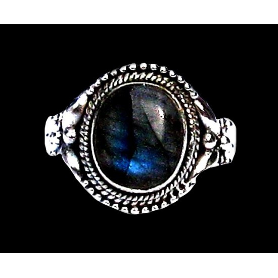 Bague indienne en argent et Labradorite - Bijoux indiens,Bagues indiennes