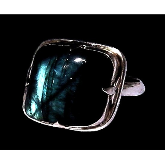 Bague indienne en argent et Labradorite - Bijoux indiens,Bagues hommes avec Pierre