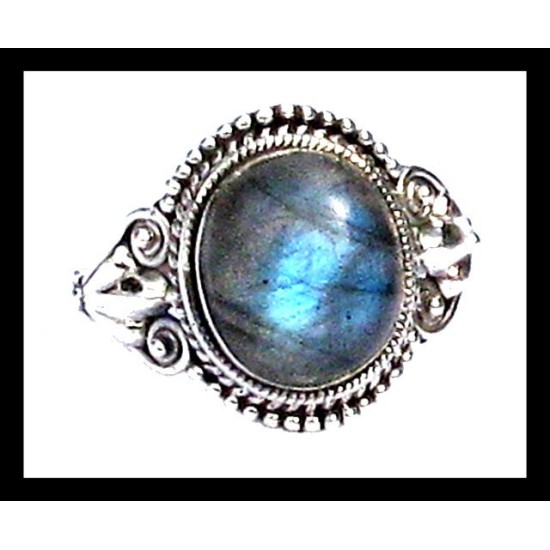 Bague indienne en argent et Labradorite - Bijoux indiens,Bagues indiennes