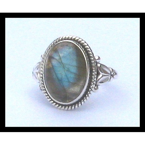 Bague indienne en argent et Labradorite - Bijoux indiens,Bagues indiennes