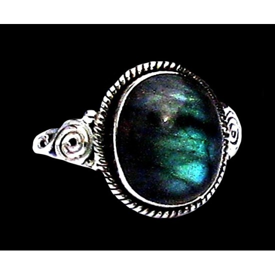 Bague indienne en argent et Labradorite - Bijoux indiens,Bagues indiennes