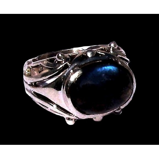 Bague indienne en argent et Labradorite - Bijoux indiens,Bagues hommes avec Pierre