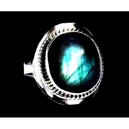 Bague indienne en argent et Labradorite - Bijoux indiens,Bagues indiennes