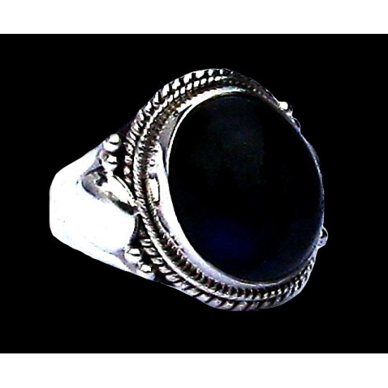 Bague indienne en argent et Labradorite - Bijoux indiens,Bijoux Hommes en argent