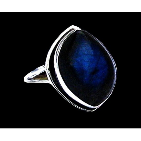 Bague indienne en argent et Labradorite - Bijoux indiens,Bagues indiennes