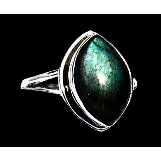 Bague indienne en argent et Labradorite - Bijoux indiens,Bagues indiennes