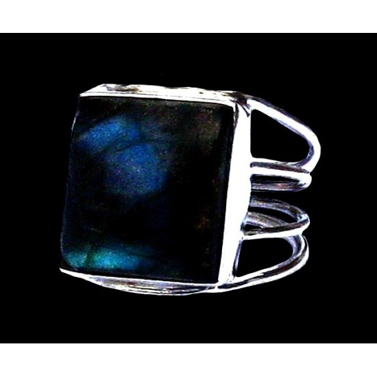 Bague indienne en argent et Labradorite - Bijoux indiens,Bagues indiennes