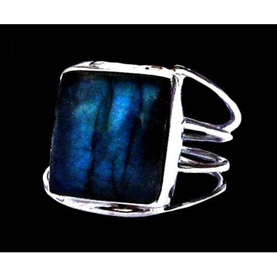 Bague indienne en argent et Labradorite - Bijoux indiens,Bagues indiennes