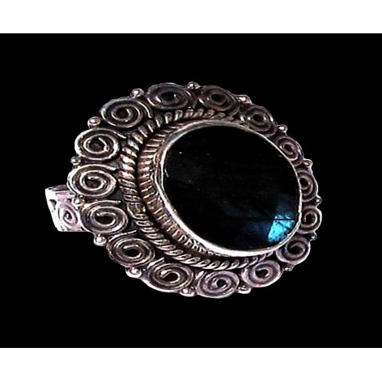 Bague indienne en argent et Labradorite - Bijoux indiens,Bagues indiennes