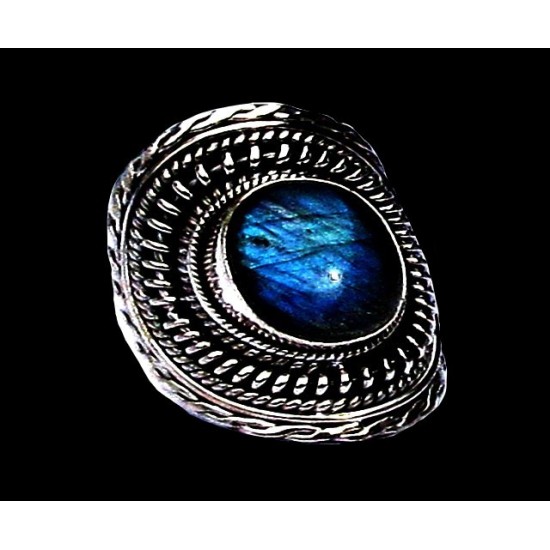 Bague indienne en argent et Labradorite - Bijoux indiens,Bagues indiennes