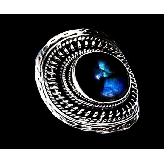 Bague indienne en argent et Labradorite - Bijoux indiens,Bagues indiennes