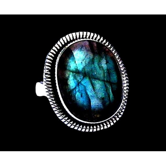 Bague indienne en argent et Labradorite - Bijoux indiens,Bagues indiennes