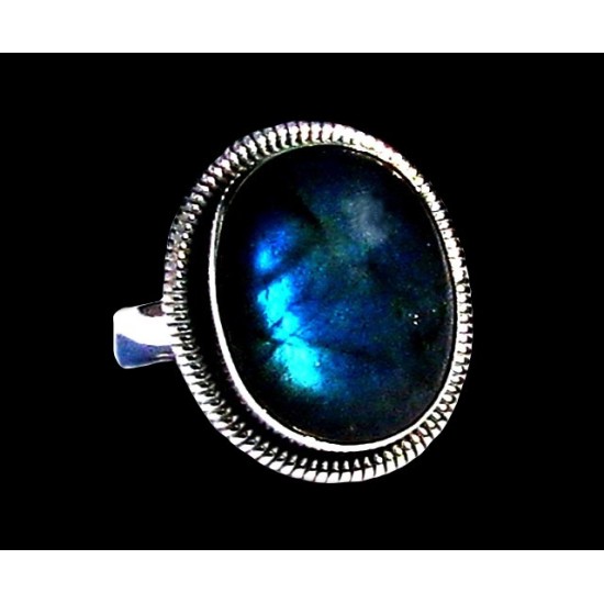 Bague indienne en argent et Labradorite - Bijoux indiens,Bagues indiennes