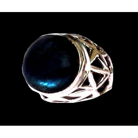 Bague indienne en argent et Labradorite - Bijoux indiens,Bagues hommes avec Pierre