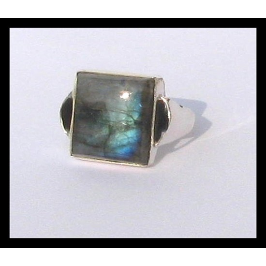 Bague indienne en argent et Labradorite - Bijoux indiens,Bagues hommes avec Pierre