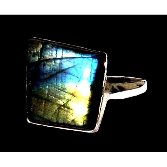 Bague indienne en argent et Labradorite - Bijoux indiens,Bagues hommes avec Pierre