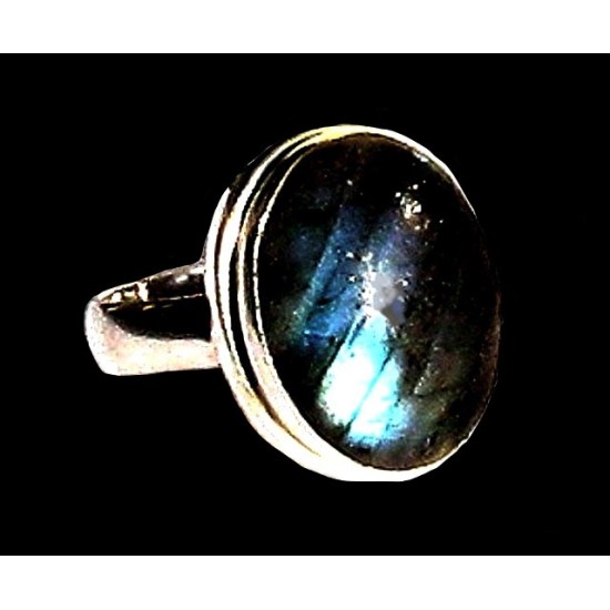 Bague indienne en argent et Labradorite - Bijoux indiens,Bagues indiennes