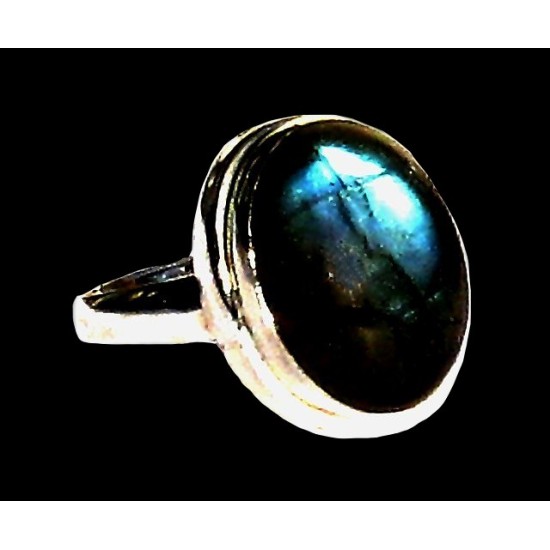 Bague indienne en argent et Labradorite - Bijoux indiens,Bagues indiennes