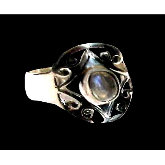 Bague indienne en argent et Labradorite - Bijoux indiens,Bagues hommes avec Pierre