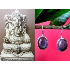 Boucles d'Oreilles indiennes argent Labradorite - Bijoux indiens Boucles d'Oreilles indiennes argent Labradorite - Bijoux indiens