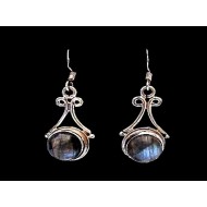 Boucles d'Oreilles indiennes argent Labradorite - Bijoux indiens