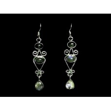 Indian silver jewellery - Earrings spectrolite Indian Indian silver jewellery - Earrings spectrolite Indian