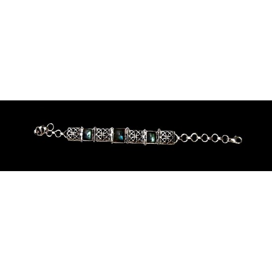 Bracelet indien argent Labradorite - Bijoux indiens,Bracelets indiens
