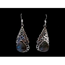 Boucles d'Oreilles indiennes argent Labradorite - Bijoux indiens Boucles d'Oreilles indiennes argent Labradorite - Bijoux indiens