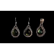 Indian silver jewellery - Indian Spectrolite Pendant set