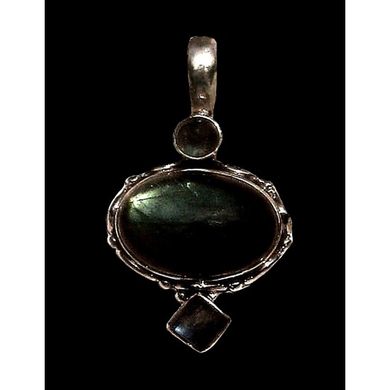 Pendentif indien argent Labradorite - Bijoux indiens,Pendentifs indiens