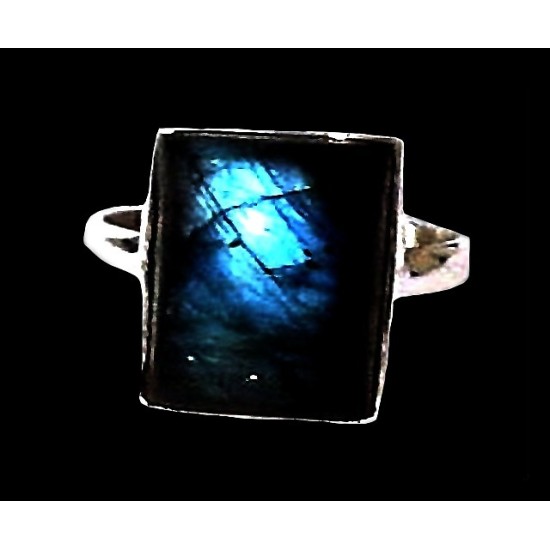 Bague indienne en argent et Labradorite - Bijoux indiens,Bagues hommes avec Pierre