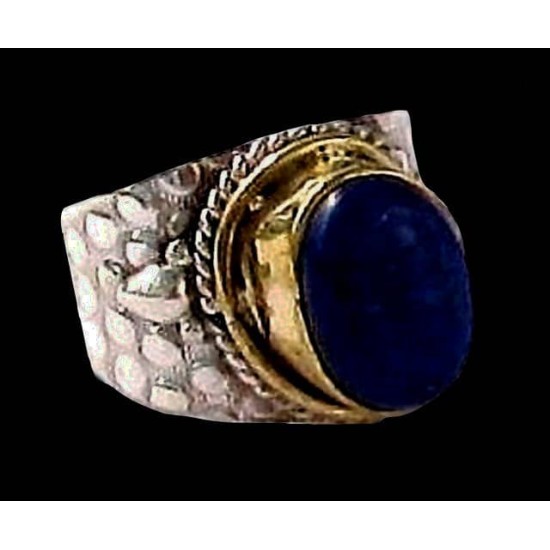 Bague argent Lapis Lazuli -Bijoux Inde - Bijoux indiens,Bagues hommes avec Pierre