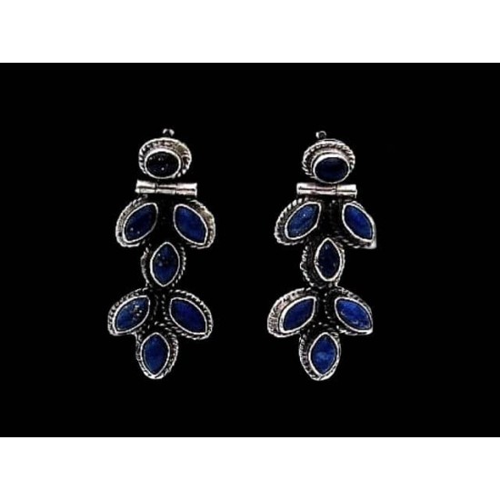 Indian silver jewellery - Indian Lapis-Lazuli Earrings,Indian Earrings