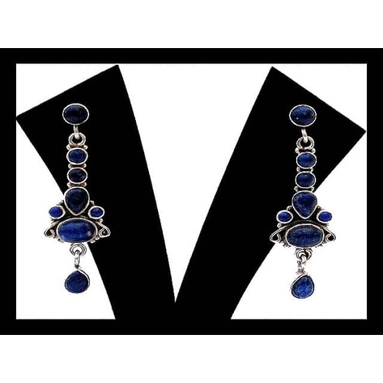 Indian silver jewellery - Indian Lapis-Lazuli Earrings,Indian Earrings