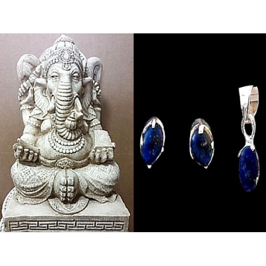 Indian silver jewellery - Indian Lapis Lazuli Pendent set,Indian Pendent set