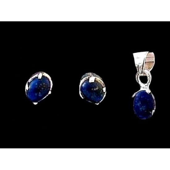 Indian silver jewellery - Indian Lapis Lazuli Pendent set,Indian Pendent set