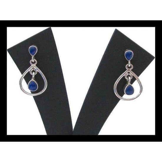 Indian silver jewellery - Indian Lapis-Lazuli Earrings,Indian Earrings