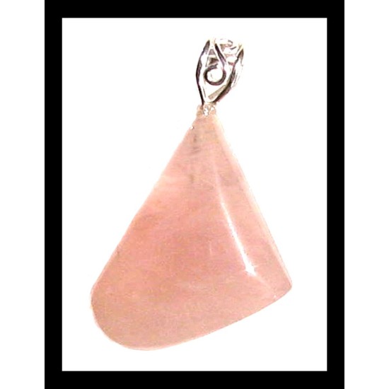 Pendentif métal (plaqué argent) et quartz rose naturel,Pendentifs Quartz Rose